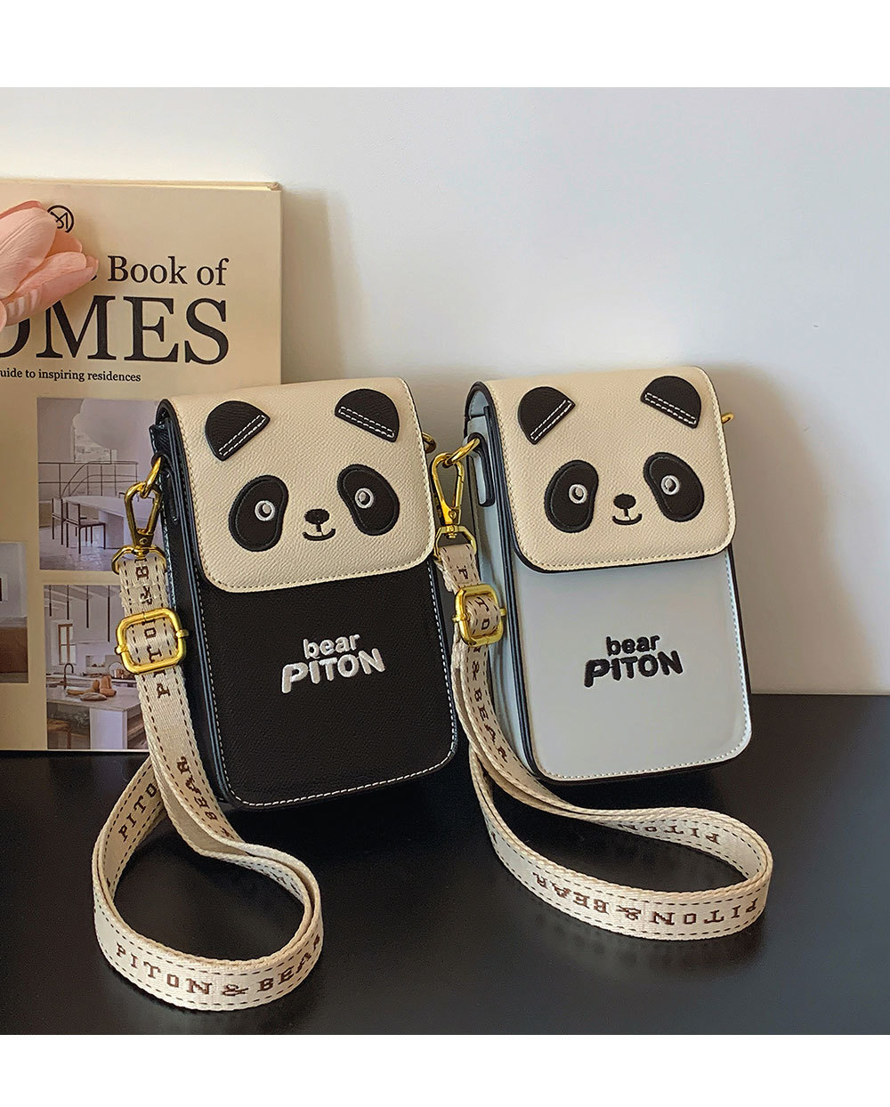 Cute 3D Panda Phone Crossbody Bag For Women, Cartoon Panda Flap Cell Phone Purse, Adjustable Wide Letter Strap Small Shoulder Wallet Bag For Daily Travel